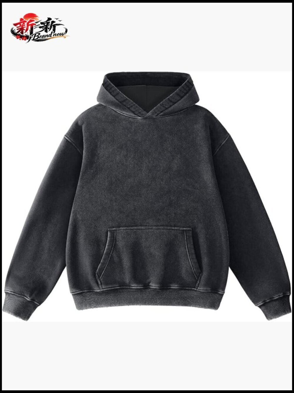Oversized Acid Wash Hoodie Heavyweight Cotton Fleece Vintage Washed Sweatshirt